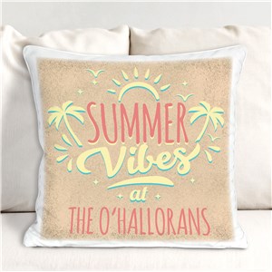 Personalized Summer Vibes Throw Pillow