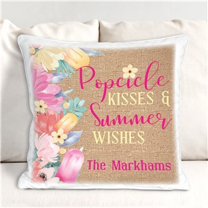 Personalized Popsicle Kisses & Summer Wishes Throw Pillow