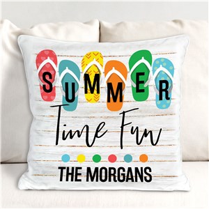Personalized Summer Time Fun Flip Flops Throw Pillow