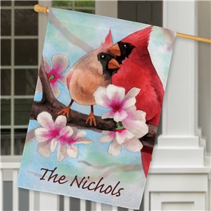 Spring Cardinals Personalized House Flag