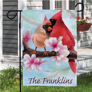 Personalized Spring Cardinals Garden Flag