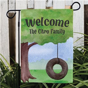 Personalized Tire Swing Welcome Garden Flag
