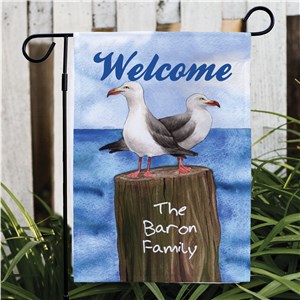 Personalized Summer Garden Flag - Seagull Design
