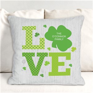 Personalized Shamrock Love Throw Pillow
