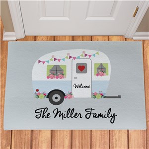 Personalized Floral Family Camper Doormat