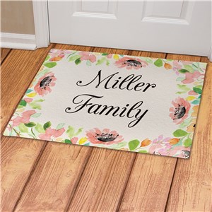 Personalized Watercolor Floral Frame Doormat