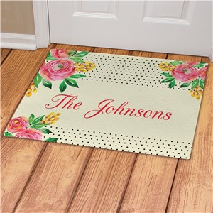 Personalized Watercolor Floral Background Doormat