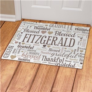 Personalized Grateful Thankful Blessed Tan Doormat
