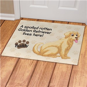 Personalized Spoiled Here Golden Retriever Doormat