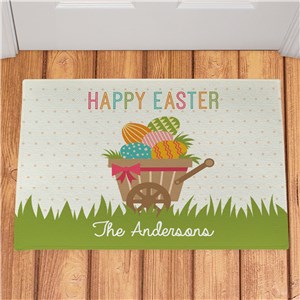 Personalized Happy Easter Wheelbarrow Doormat