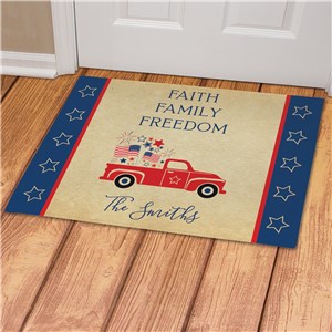 Personalized Patriotic Faith Family Freedom Truck Doormat