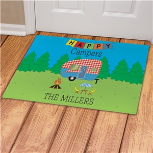 Personalized Plaid Happy Camper Doormat