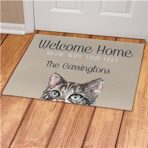 Personalized Cat Peeking Welcome Home Doormat