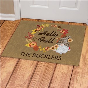Personalized Hello Fall with Fall Gnome Doormat