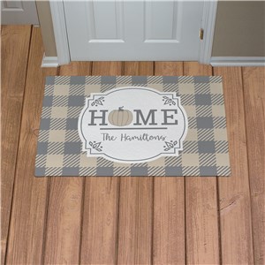 Personalized Home Pumpkin Plaid Doormat