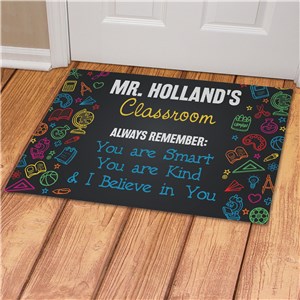 Personalized Colorful Classroom Doodles Doormat