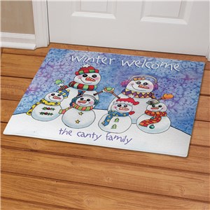 Personalized Snowman Family Doormat
