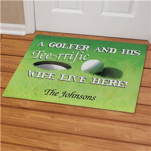 Personalized Tee-rrific Wife Golf Doormat