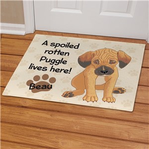 Personalized Puggle Spoiled Here Doormat