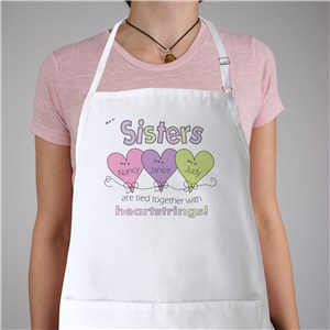 Hearts Strings Personalized Sisters Apron