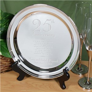 Engraved 25th Wedding Anniversary Silver Plate