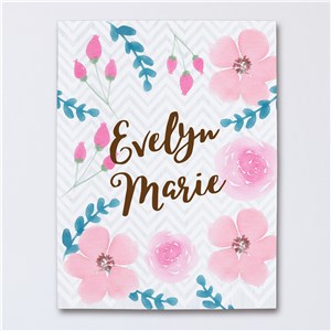 Personalized Floral Baby Canvas