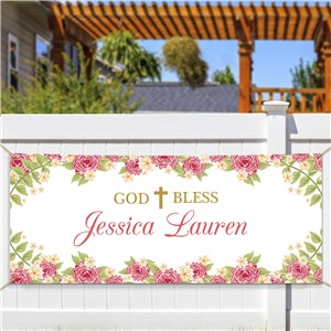 Personalized God Bless Floral Banner