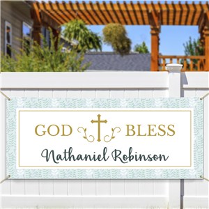 Personalized God Bless Leaves Banner