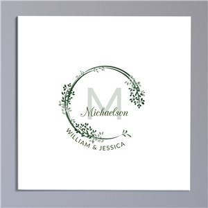 Personalized Watercolor Wreath Couple's Canvas