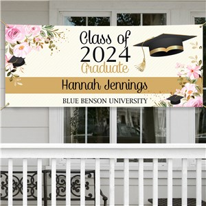 Personalized Pink Floral Grad Banner