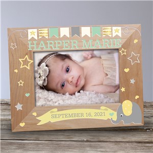 Personalized Baby Elephant Wooden Frame