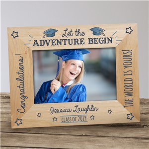 Engraved Let The Adventure Begin Wood Picture Frame