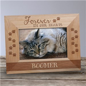 Engraved Forever in Our Hearts Paw Trail Pet Frame