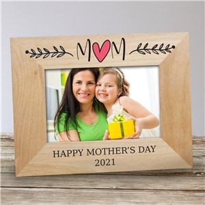 Personalized Mom With Heart Wooden Picture Frame