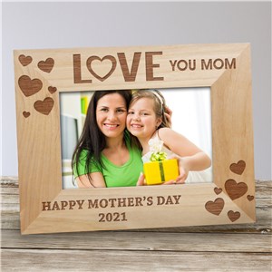Personalized Love You Mom Wooden Picture Frame