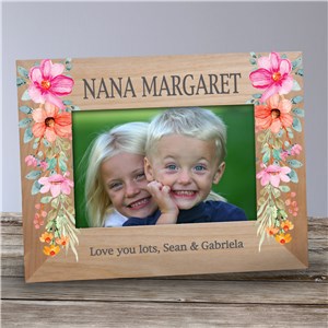 Personalized Pink & Orange Floral Picture Frame