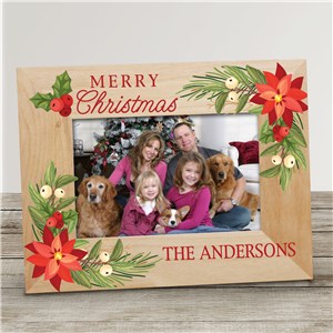 Personalized Poinsettia Wood Picture Frame