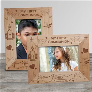 My First Communion Engraved Wood Frame