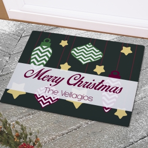 Personalized Merry Christmas Ornament Doormat