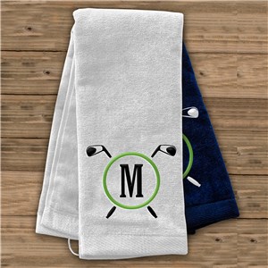 Embroidered Golf Clubs Initial Golf Towel