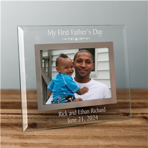 First Fathers Day Glass Engraved Picture Frame