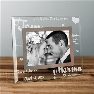 Personalized Mr. and Mrs. Wedding Glass Picture Frame