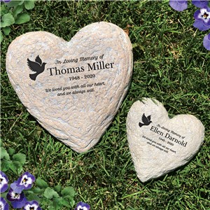 Engraved In Loving Memory Dove Heart Garden Stone