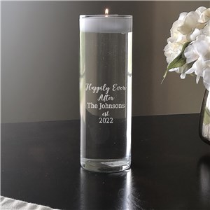 Engraved Happily Ever After Candle Vase