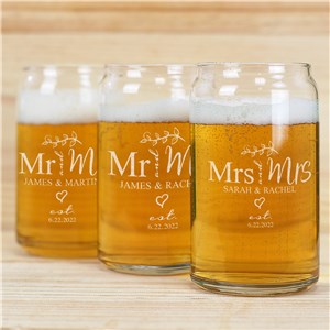 Engraved Couple's Beer Can Glass