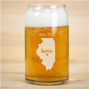 Personalized Home State Beer Can Glass