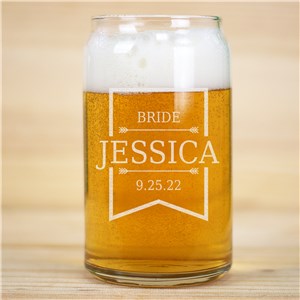 Personalization Wedding Party with Arrow Beer Can Glass