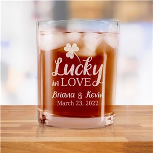 Personalized Lucky In Love Rocks Glass