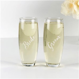 Engraved Wedding Party Stemless Flute