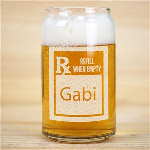 Engraved Prescription Rx Beer Can Glass